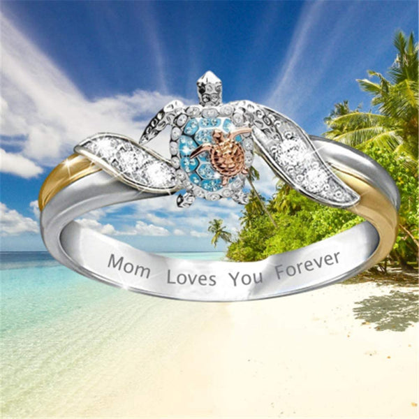 Sea Turtle Mom Loves You Forever Ring