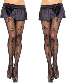 Fishnet Skull Stockings High Waisted Pantyhose 2Pcs