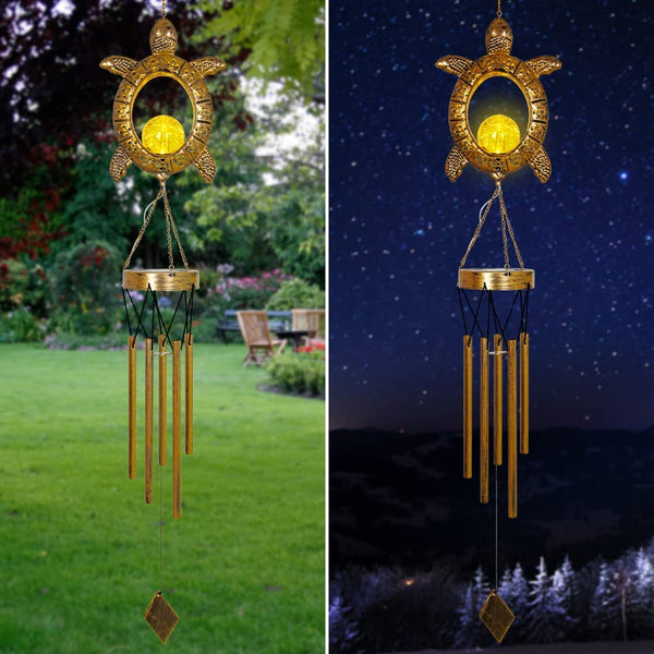 Solar Turtle Glass Ball Wind Chime