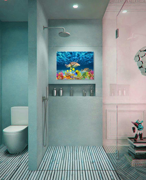 Modern Sea Turtle Wall Decor Framed Size 12x16