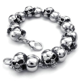 Men Stainless Steel Bangle Skull Bracelet 8.5 Inch