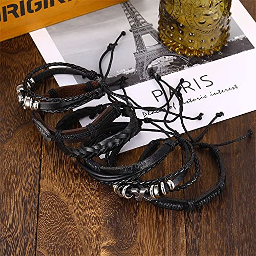 6 Pcs Braided Skull Wristband Bracelet