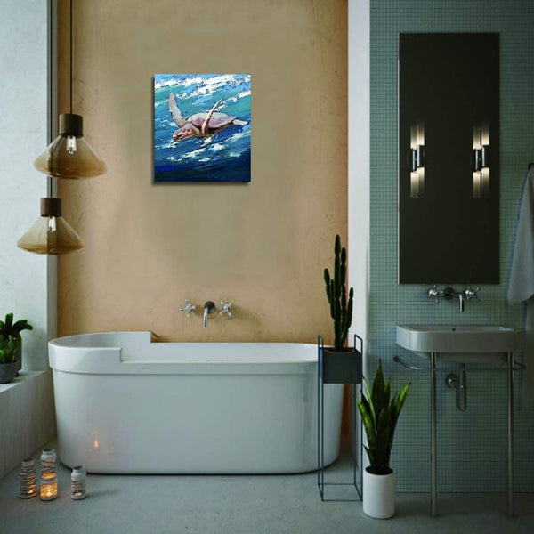 Sea Turtle Water Color Wall Art 12"x16" Framed