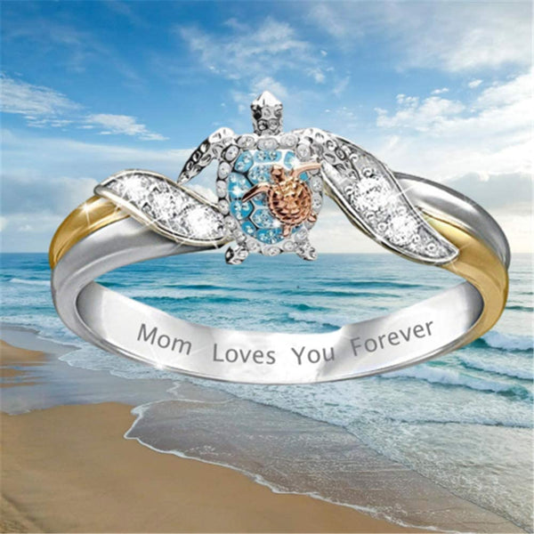 Sea Turtle Mom Loves You Forever Ring