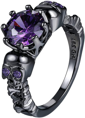 Purple Gemstone Skull Ring