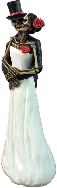 Hand-Painted Day of The Dead Dancing Skeleton Couple Figurine, 8-inch