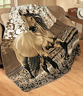 Western Horse Soft Fleece Throw Blanket, 63"x73" - Free Shipping