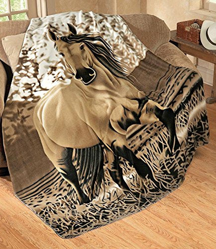 Western Horse Soft Fleece Throw Blanket, 63"x73" - Free Shipping