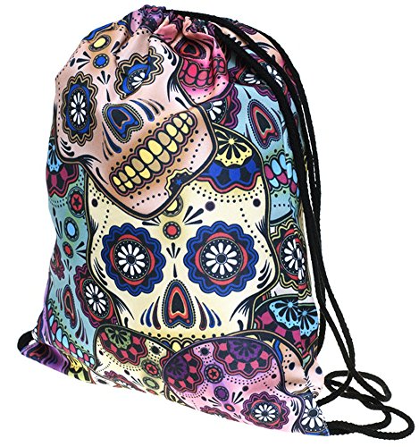 Skull Print Drawstring Backpack