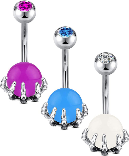 3PCS Skull Claw Belly Belly Button Rings