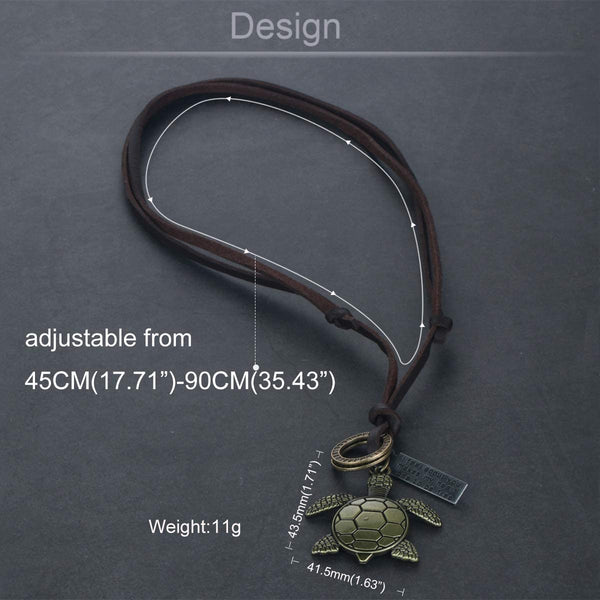 3pcs/Pack Leather Beads Novelty Sea Turtle Pendant Necklace