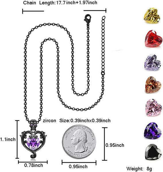 Gothic Skull Punk Heart Pendant Necklace
