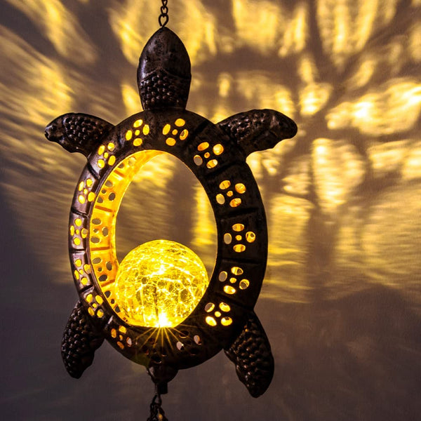 Solar Turtle Glass Ball Wind Chime