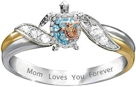 Sea Turtle Mom Loves You Forever Ring