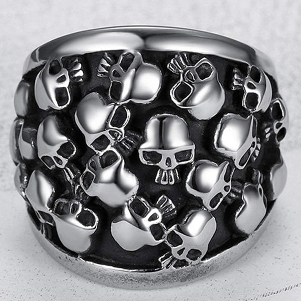 Stainless Steel Death Gothic Skull Biker Ring