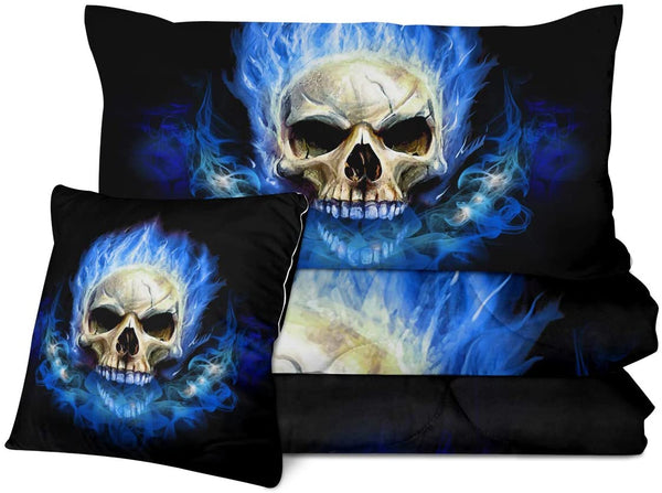 Skull Print Comforter 4 Piece Set