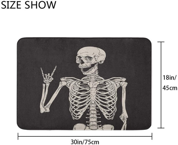 Non Slip Washable Skeleton Skull Floor Mat 18'' X 30''