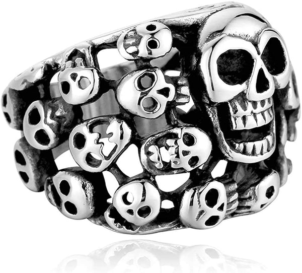 Men Retro Vintage Stainless Steel Gothic Skull Ring