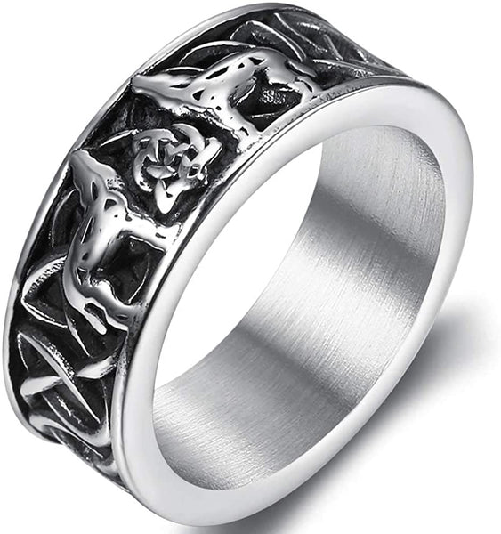 Vintage Style Celtic Knot Wolf Ring