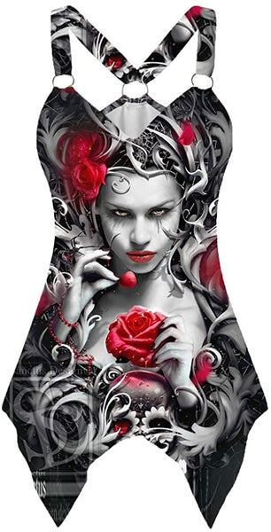 Women Sleeveless Skull Printed Tank Top