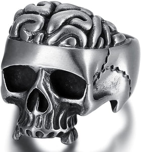 Skull Brain Gothic Ring