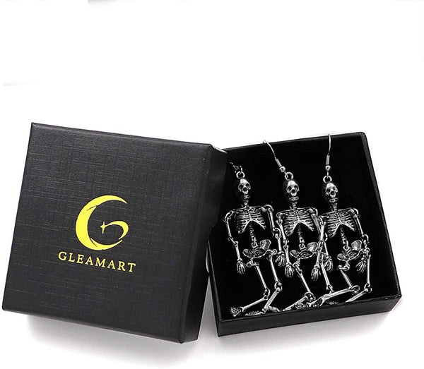 Skeleton Necklace Earrings Set for Women