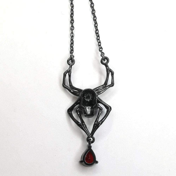 Black Skull Spider Pendant Necklace