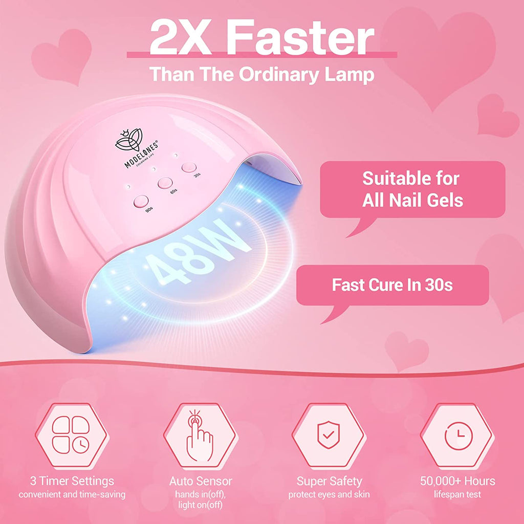 Gel Nails Polish Starter Kit with Mini LED Lamp, Portable Nail Art Kit
