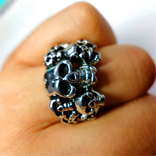 Titanium Steel Skull Heads Ring