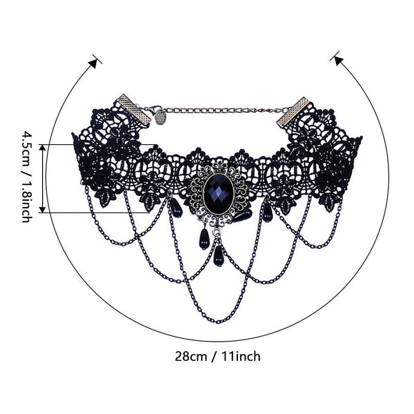 Gothic Floral Black Lace Choker