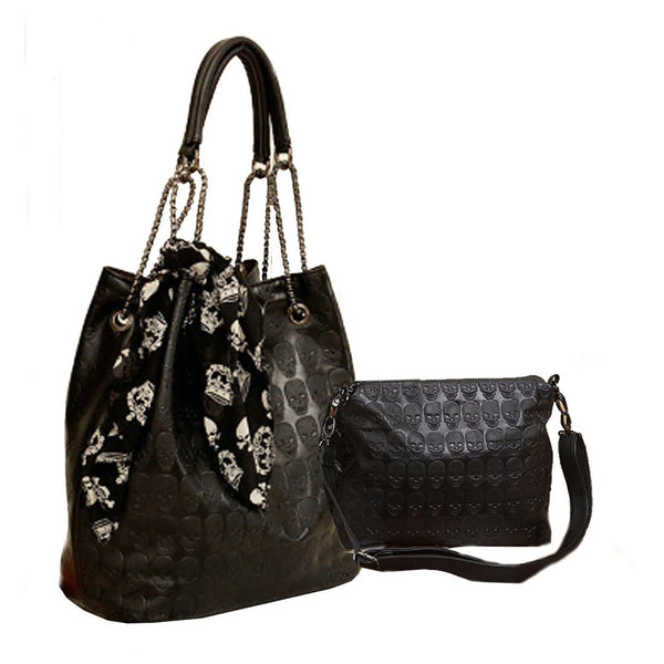 Skull Print Hobo Tote Shoulder Bag Package