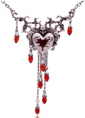 Blood Heart Rose Skull Collar Necklace