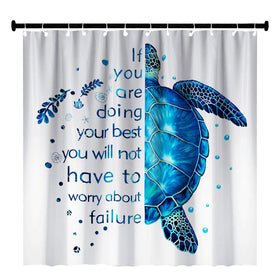 Blue Ocean Sea Turtle Shower Curtain Set with Hooks 71X71Inches