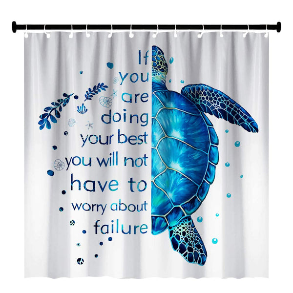 Blue Ocean Sea Turtle Shower Curtain Set with Hooks 71X71Inches