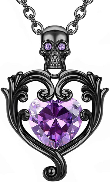 Gothic Skull Punk Heart Pendant Necklace