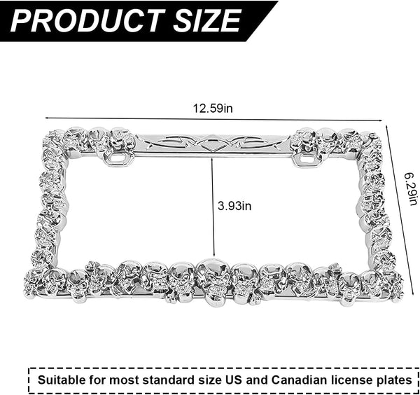 Skull License Plate Frame Holder, 6×12 Inches