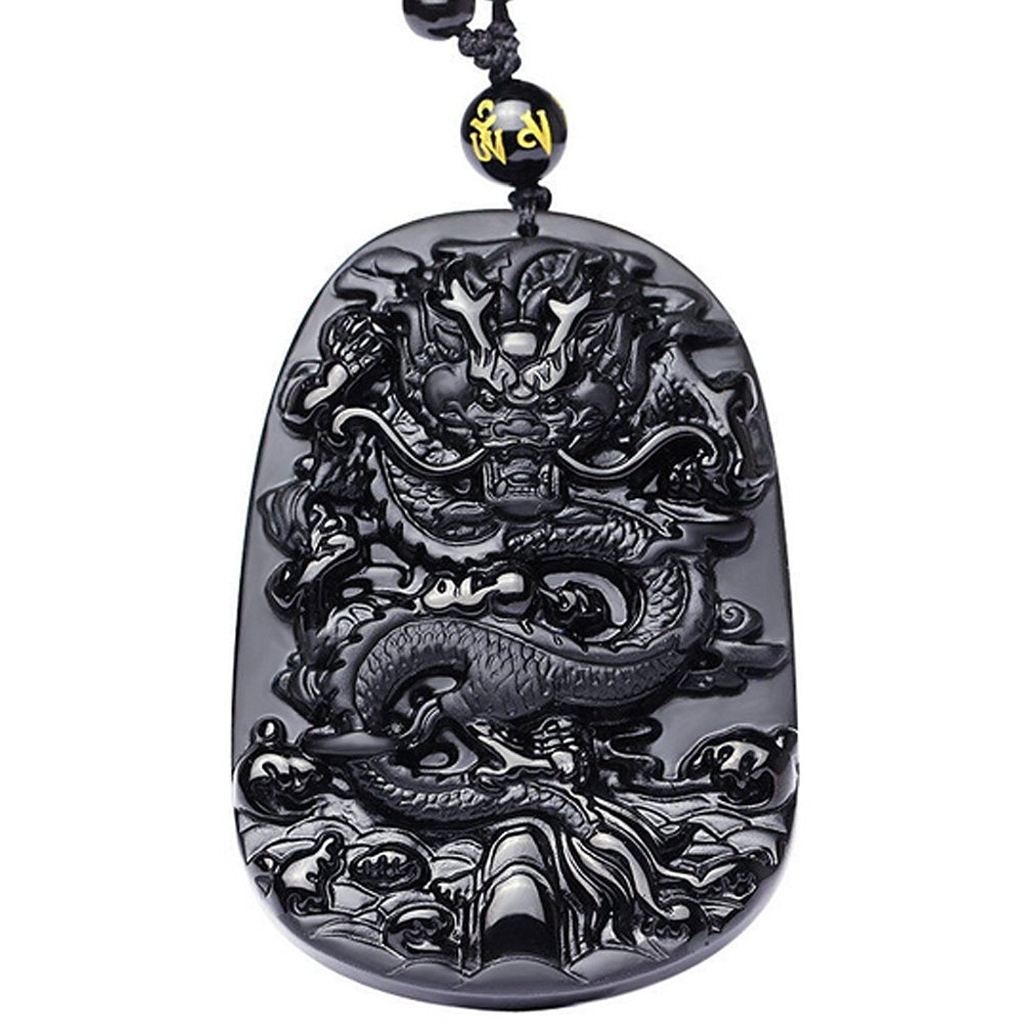 Obsidian dragon necklace Clearance