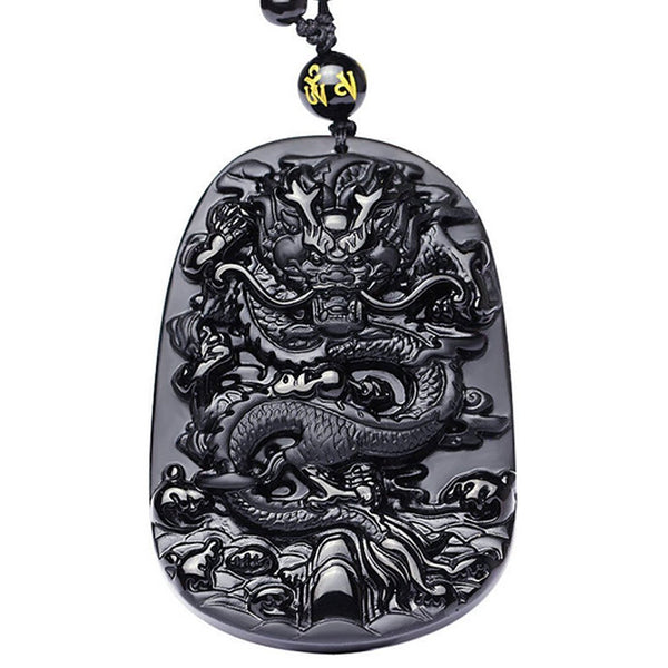 Obsidian Handcrafted Dragon Pendant Necklace