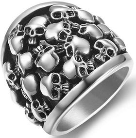 Stainless Steel Death Gothic Skull Biker Ring