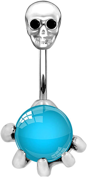 Surgical Steel Skull Navel Belly Button Ring