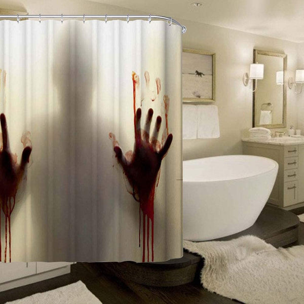 Horror Bloody Hands Shower Curtains with Hooks, 65x72 In