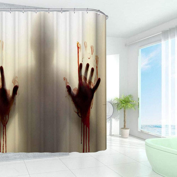 Horror Bloody Hands Shower Curtains with Hooks, 65x72 In
