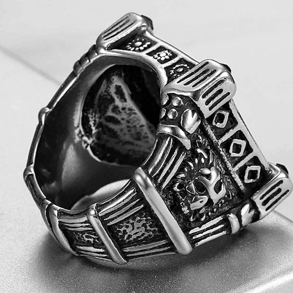 Retro Vintage Square Death Skull Gothic Ring
