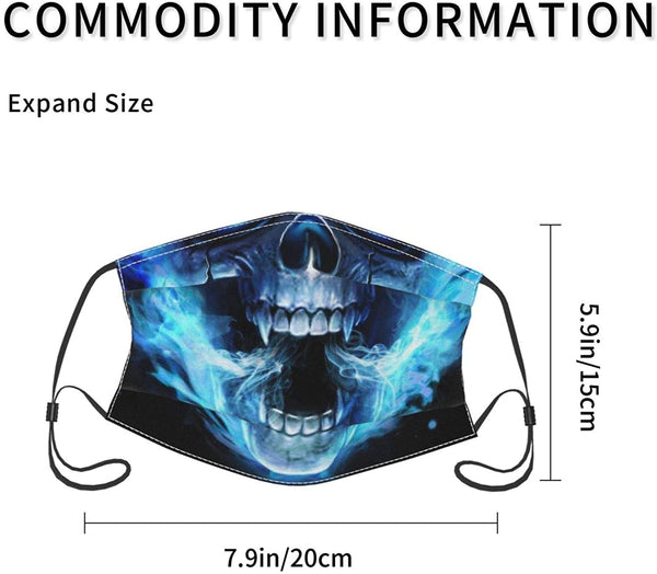 4pcs Skull Filter Pocket Face Mask With 8 Filters