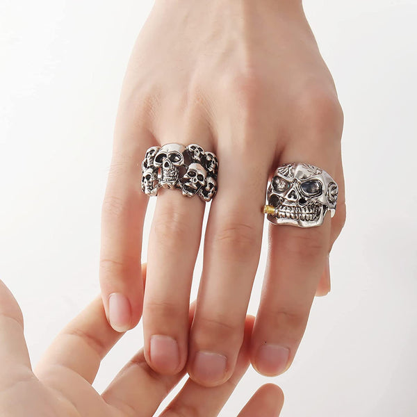 Skull Rings Set For Men