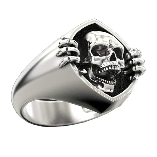 Gothic Men Skeleton Head Ring