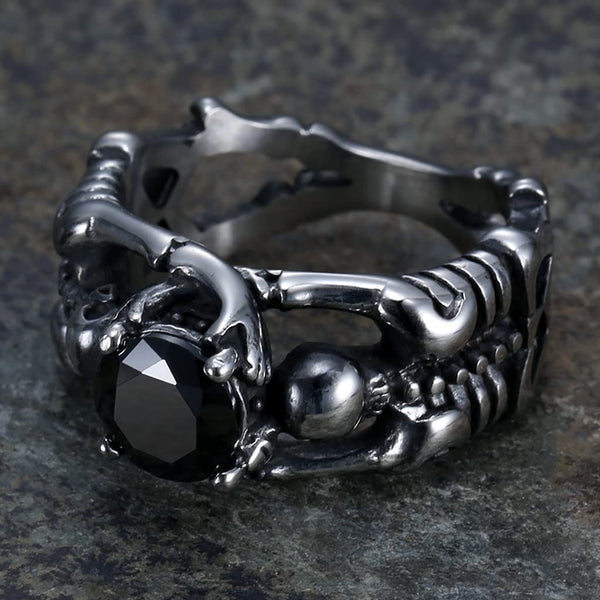 Vintage Skeleton Skull Gothic Statement Ring