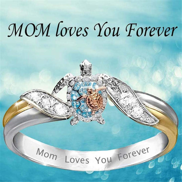 Sea Turtle Mom Loves You Forever Ring