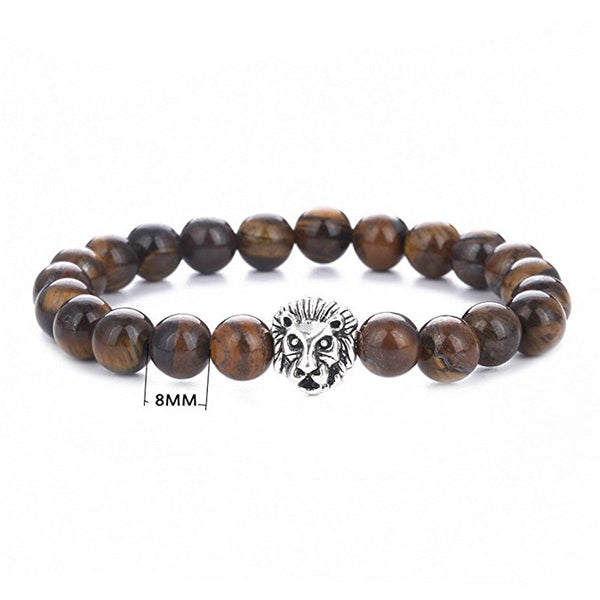 8MM Elastic Lava Rock Stone Bead Bracelet Set - Unisex
