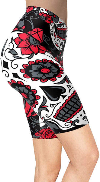 Women Sugar Skull Shorts Leggings